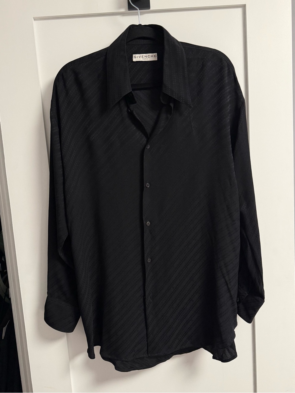 Givenchy Black Textured Wool Long-Sleeve Dress Shirt
